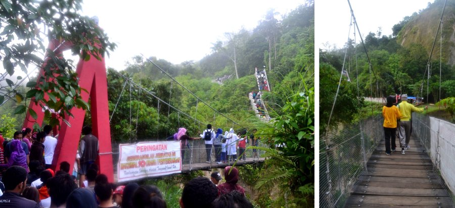menyeberang jembatan ke tembok besar koto gadang