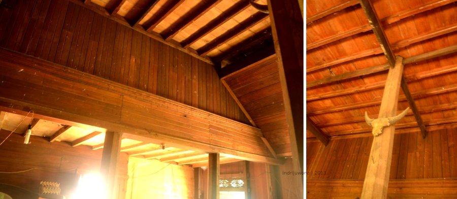 langit-langit kayu yang di atasnya untuk tempat menyimpan barang