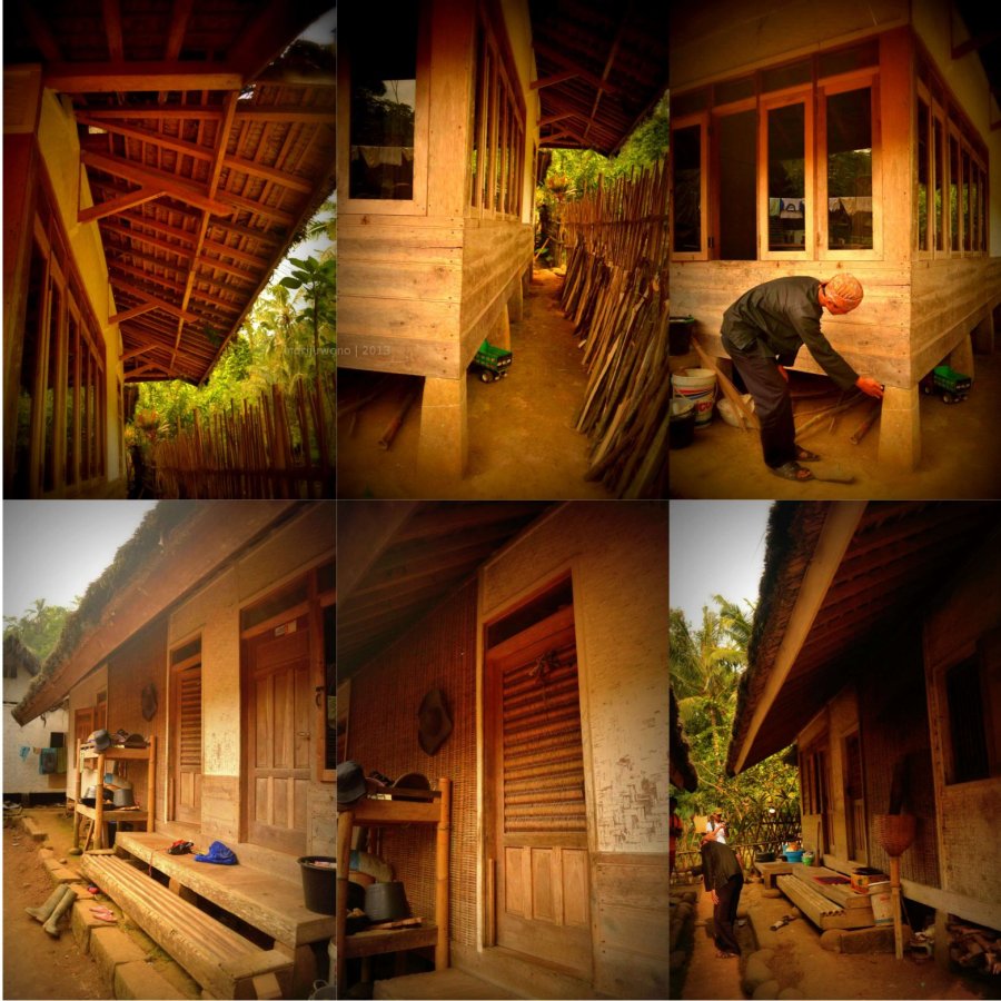 rumah penduduk dari kayu dan anyaman bambu