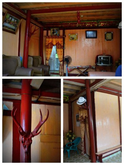 tiang-tiang utama di rumah keluarga Zebua sudah bercat merah