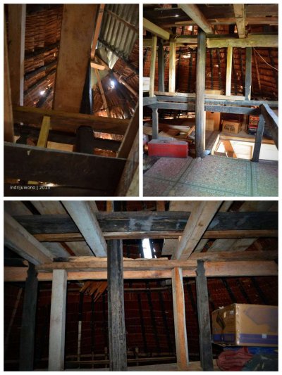 dari loteng bisa dilihat struktur kuda-kuda atap