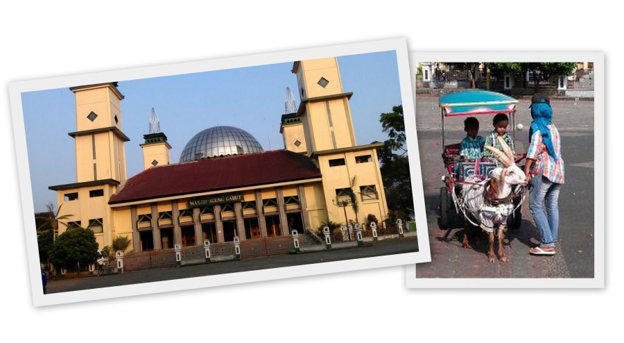 masjid agung garut dan andong domba di pelatarannya