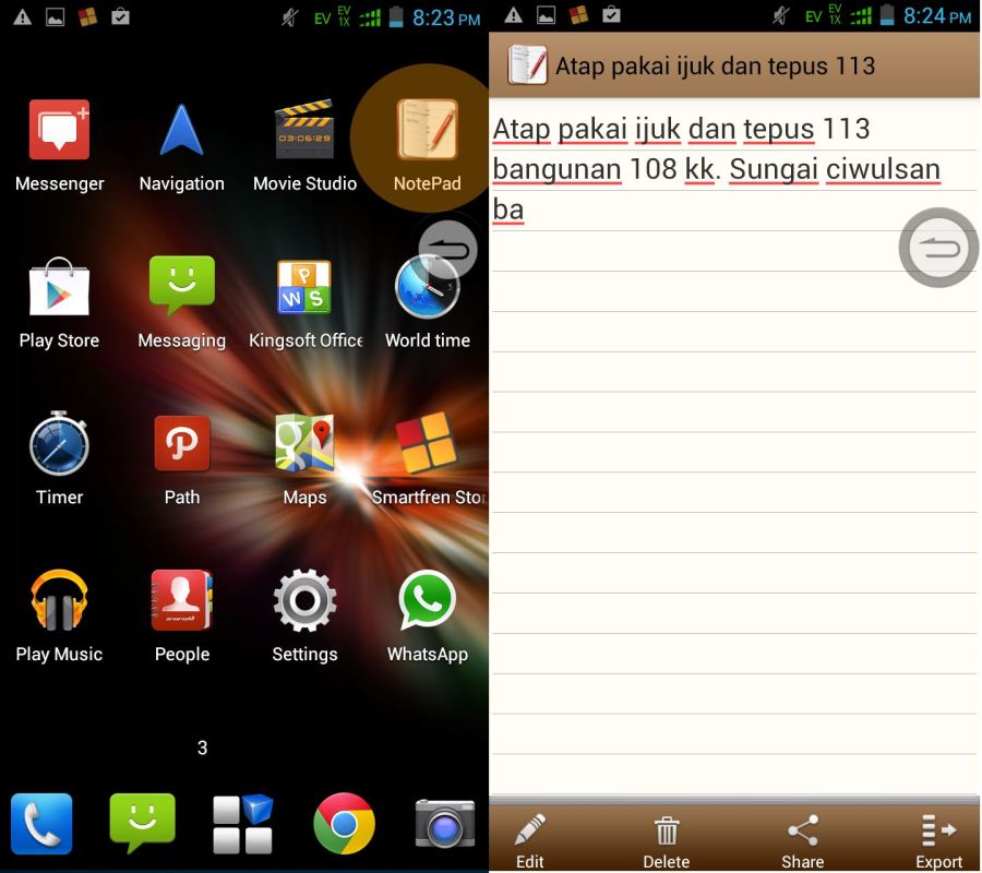 mencoba menulis dengan notes