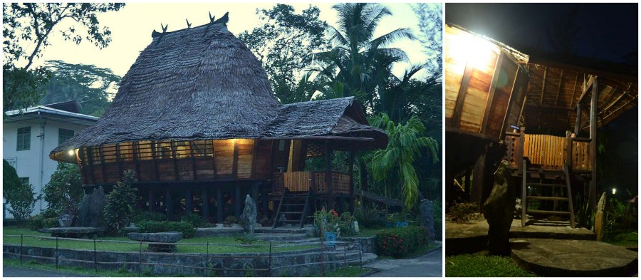 rumah adat nias dengan teras di sampingnya