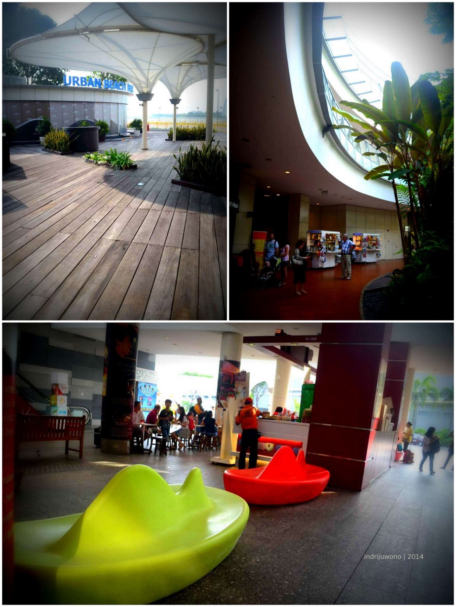 deck kayu restoran, dasar flyer yang berputar, tuang tunggu warna-warni