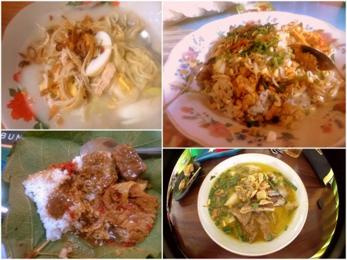 mie koclok, nasi lengko, empal gentong, sega jamblang